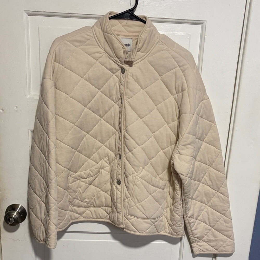 Kensie Women's Beige Quilted Puffer Jacket